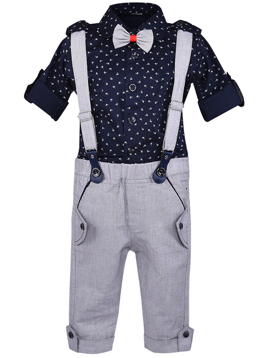 

Wish Karo Boys Navy Blue & Grey Printed Shirt with Trousers