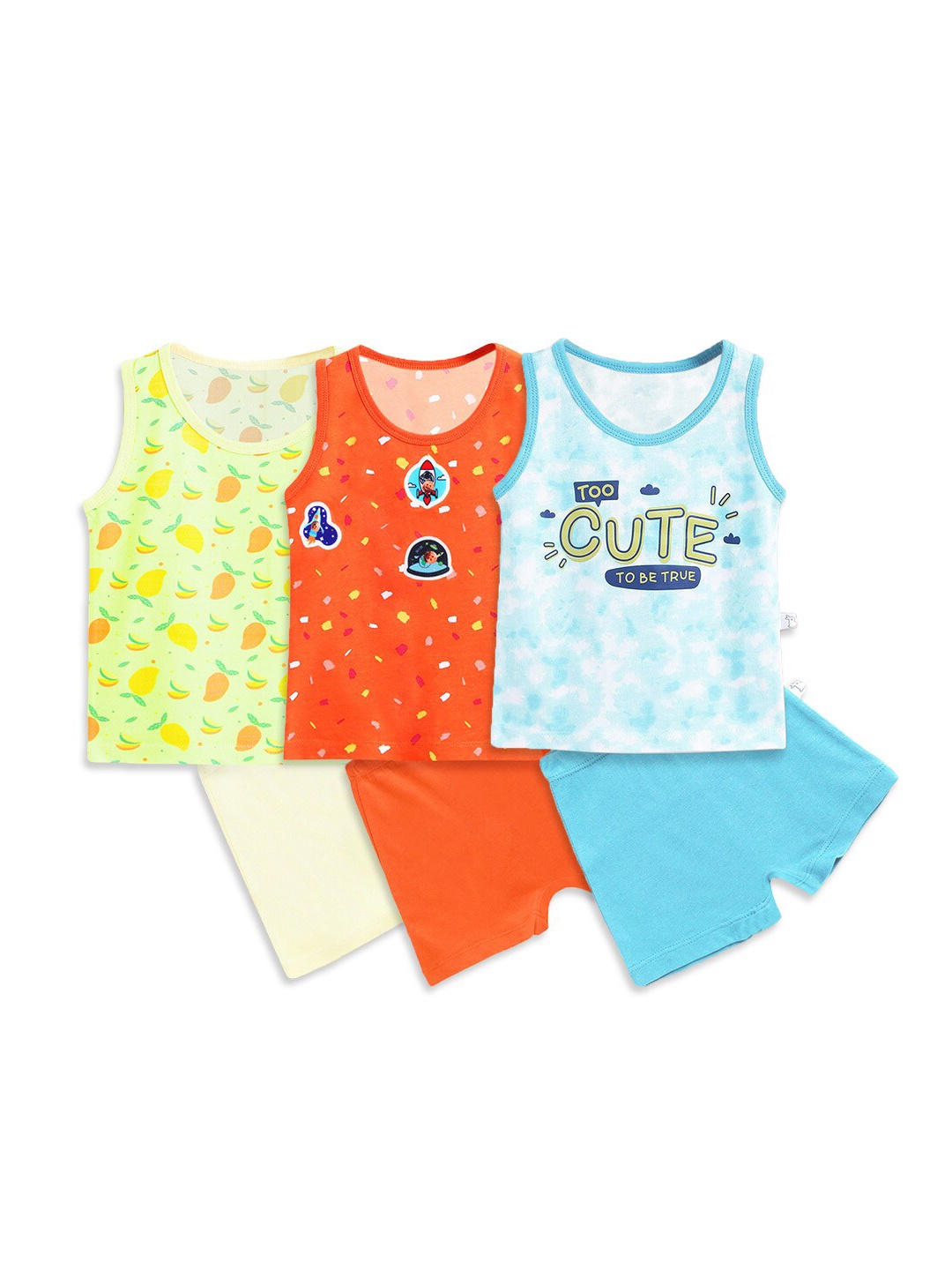 

SuperBottoms Pack of 3 Kids Printed Sustainable T-shirt with Shorts, Multi