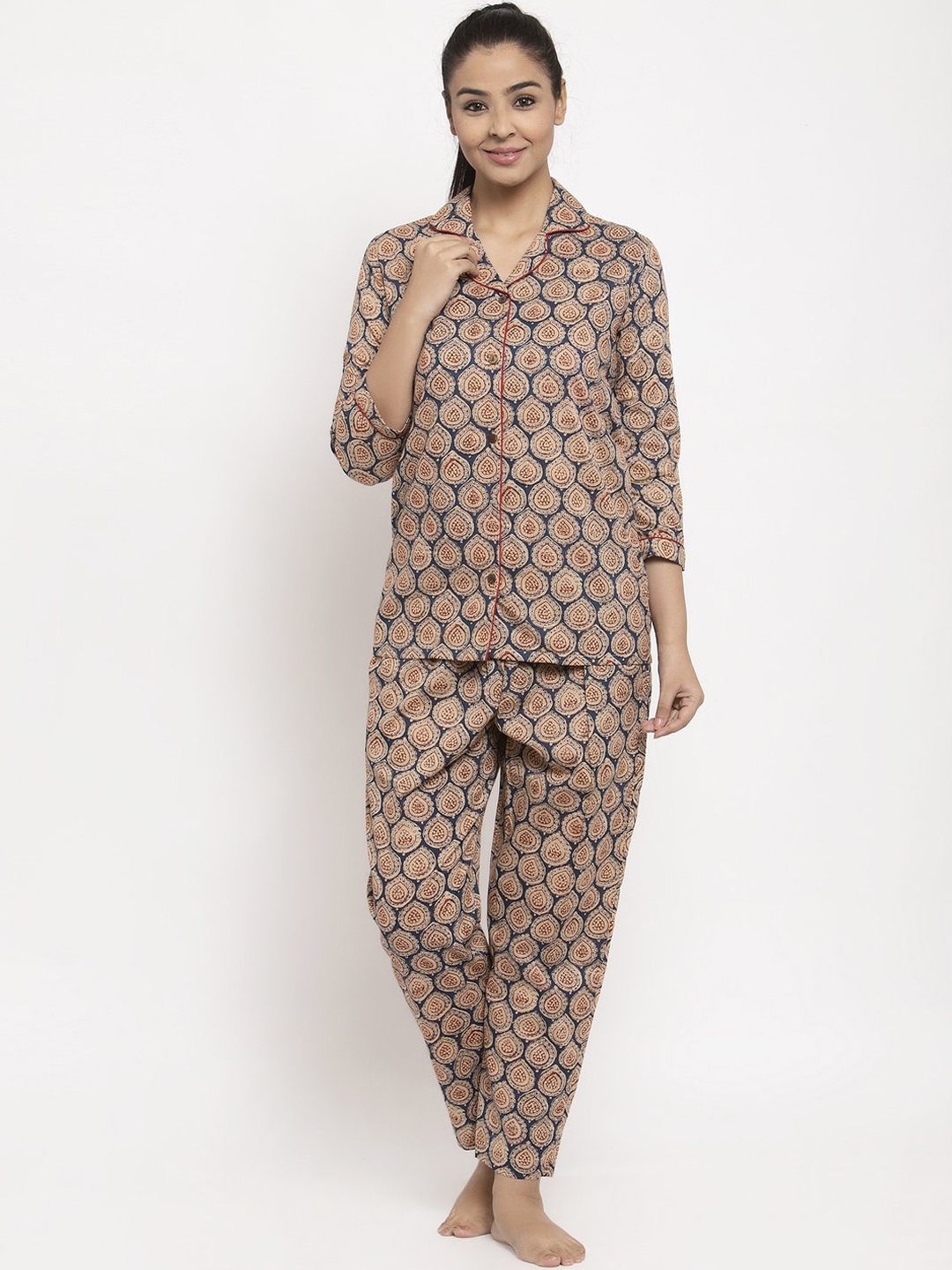 

Aujjessa Women Multicoloured Printed Cotton Night suit, Multi
