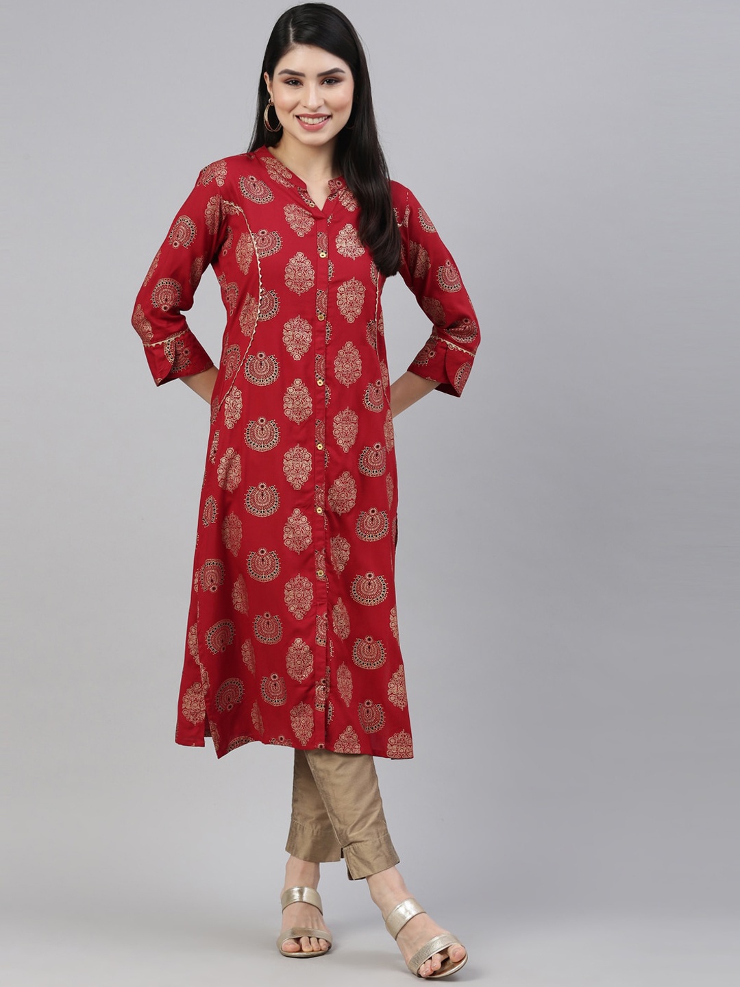 

Nahara Women Maroon Ethnic Motifs Printed Kurta
