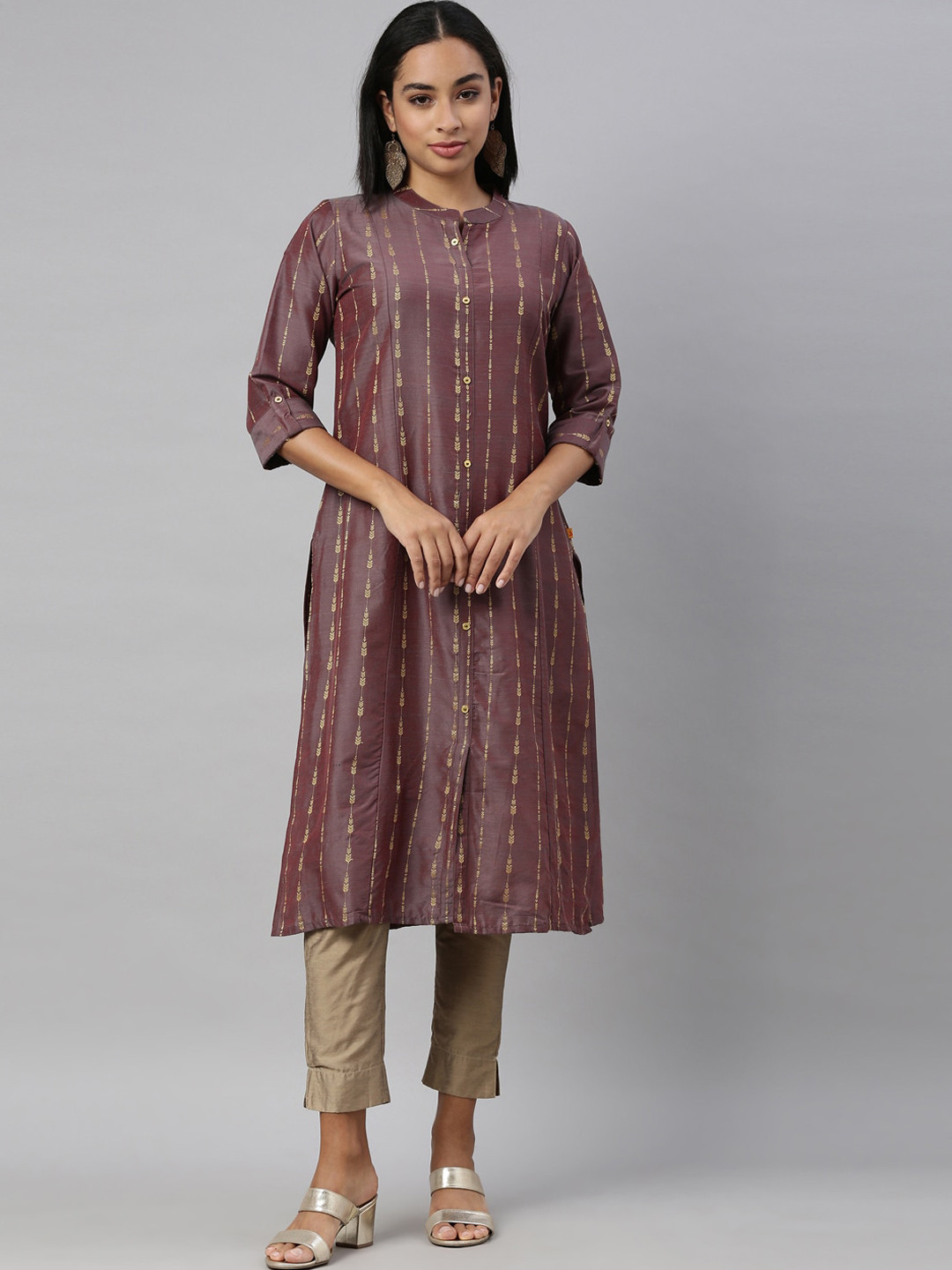

Nahara Women Mauve Ethnic Motifs Cotton Kurta