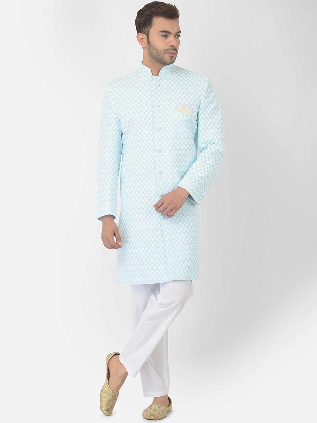 

DEYANN Men Blue Sherwani With Patiala Set