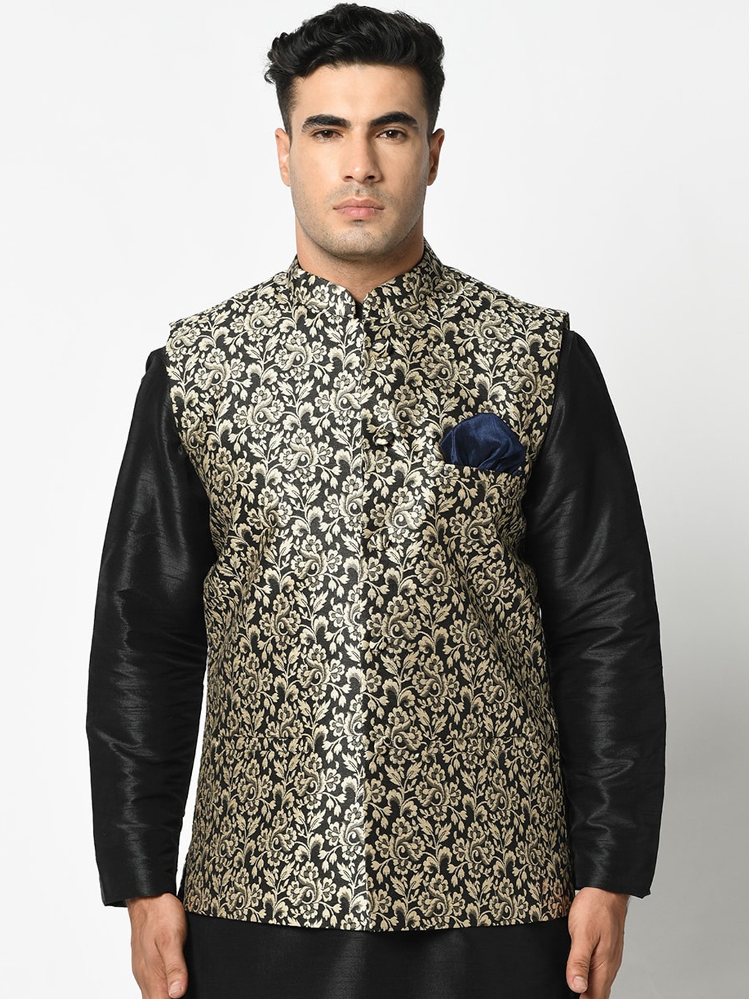 

DEYANN Men Black Nehru Jackets