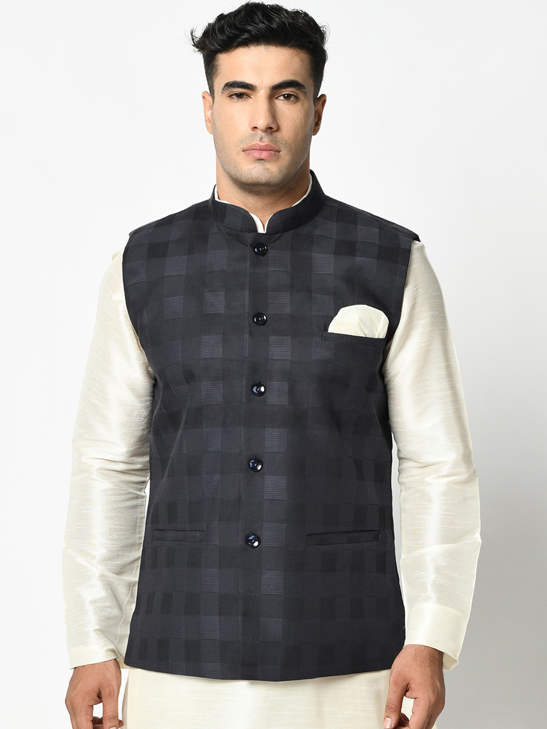 

DEYANN Men Grey Nehru Jackets