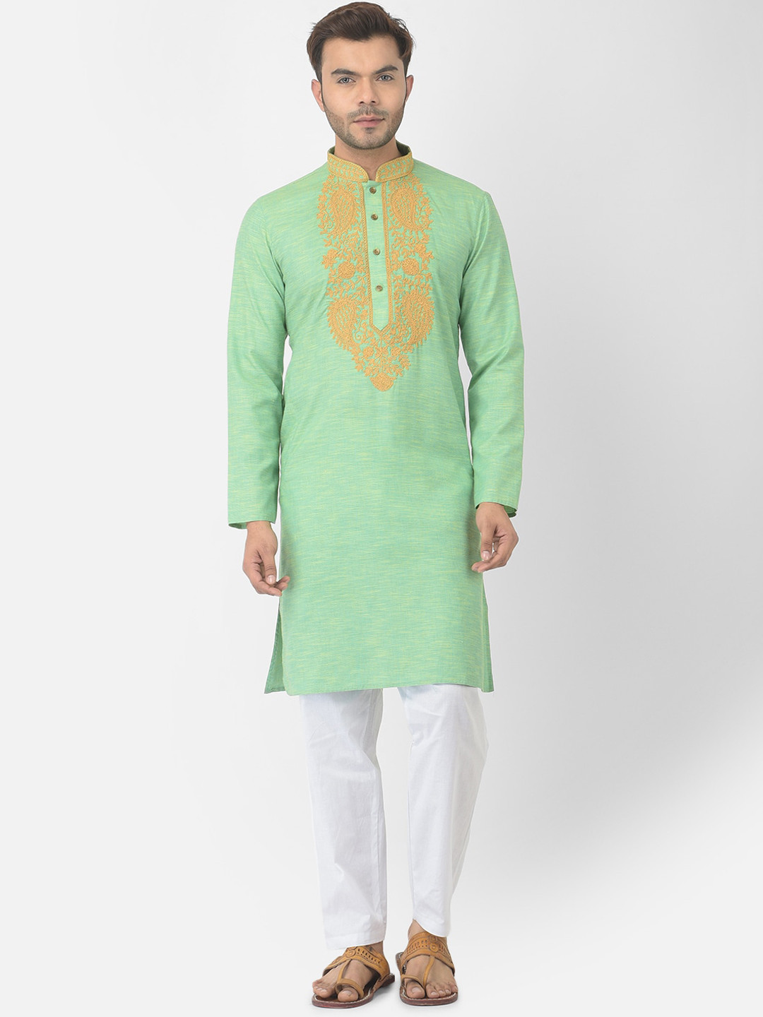 

DEYANN Men Green Pure Cotton Kurta with Pyjamas