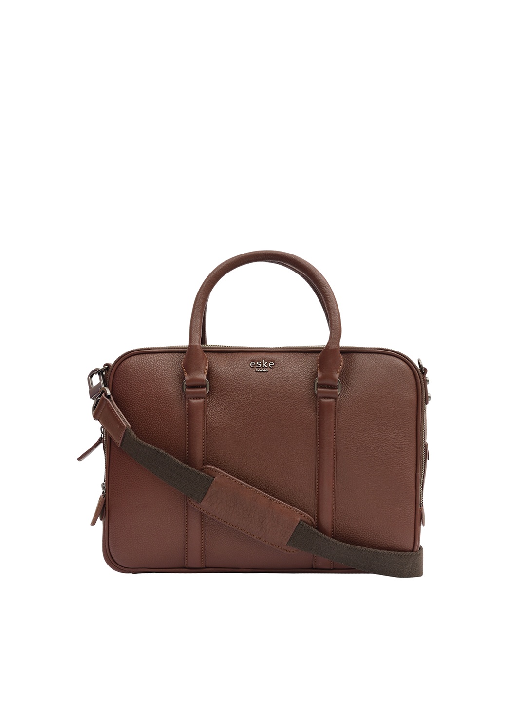 

Eske Men Brown Textured Leather Laptop Bag