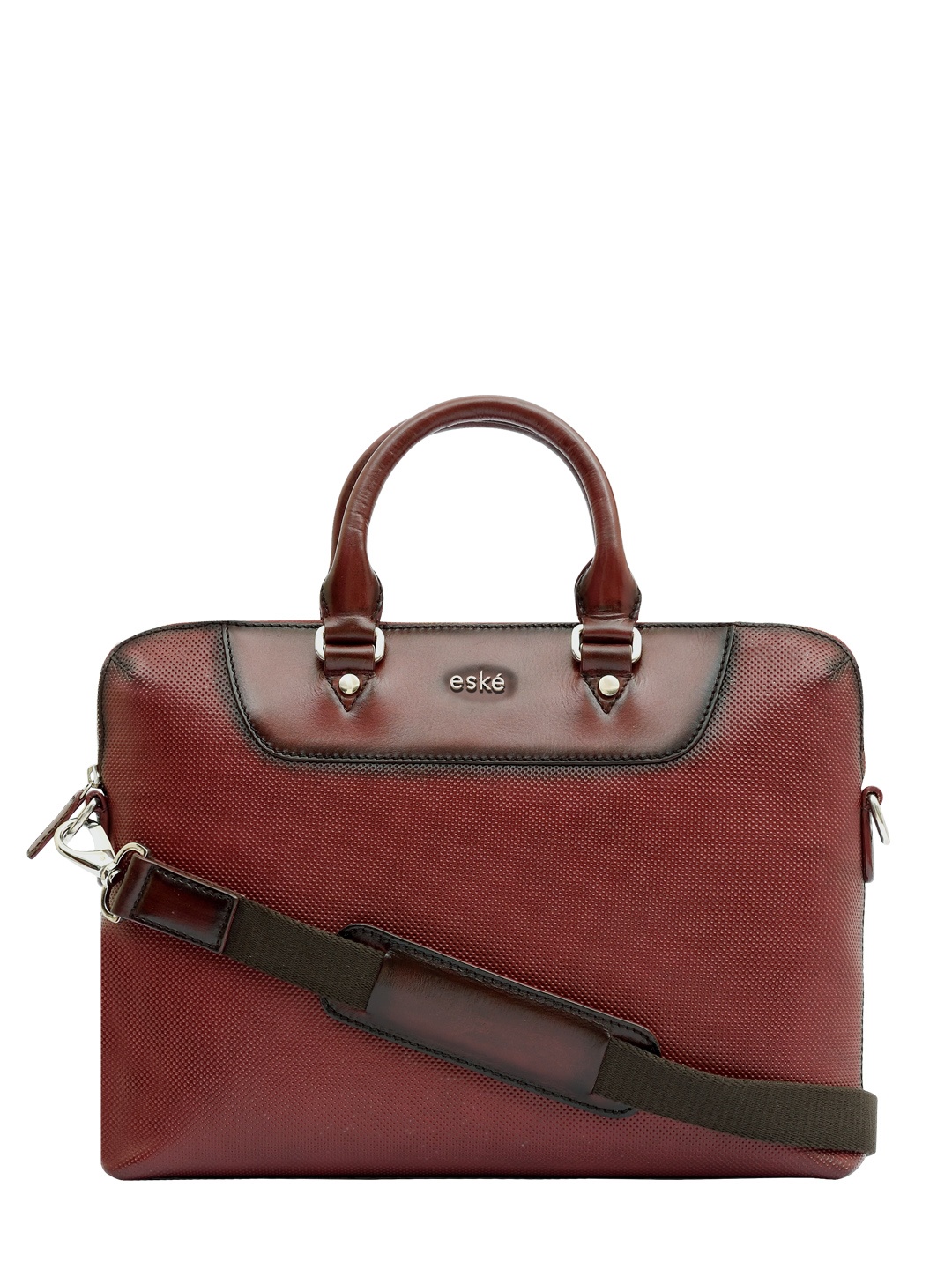

Eske Men Maroon Textured Leather Laptop Bag