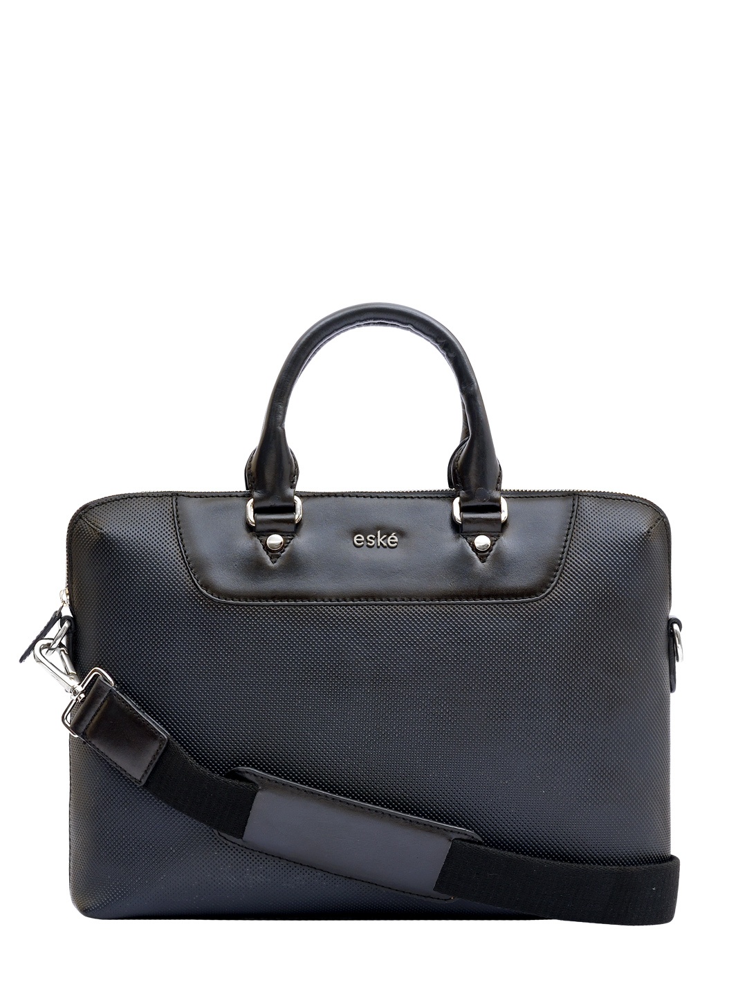 

Eske Men Navy Blue Textured Leather Laptop Bag