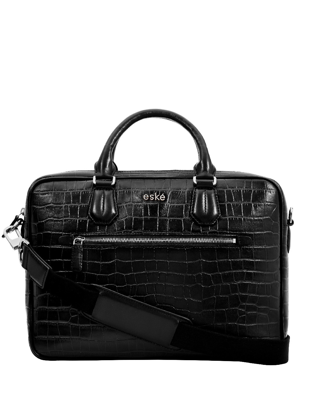 

Eske Men Black Textured Leather Laptop Bag