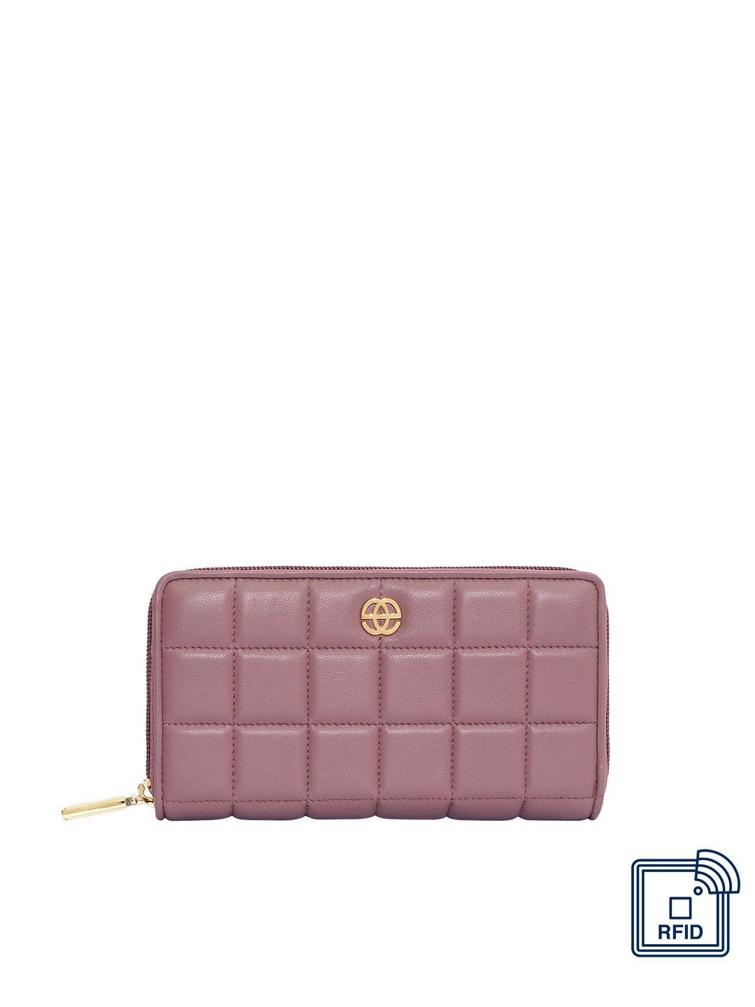

Eske Women Pink Quilted Leather Zip Around Wallet