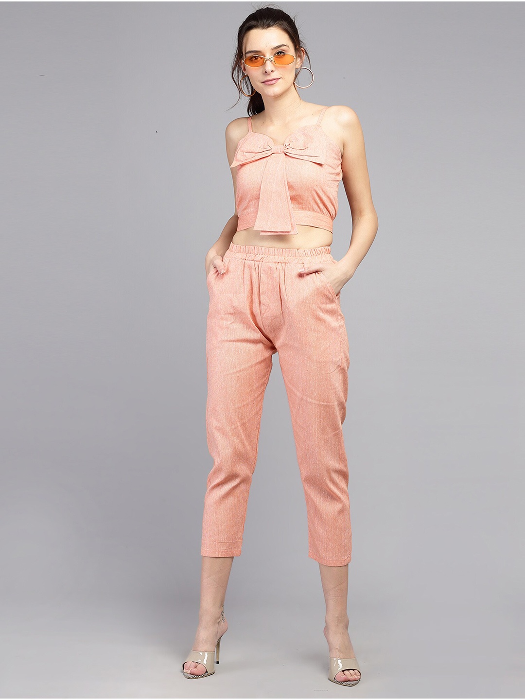 

Darzi Women Pink Solid Top with Trousers