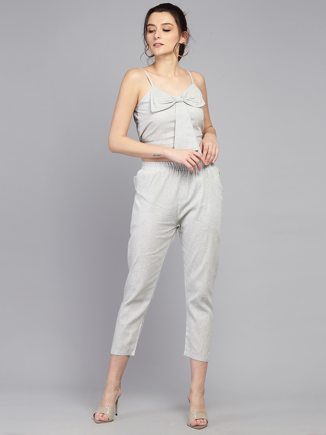 

Darzi Women Grey Solid Co-Ords Set