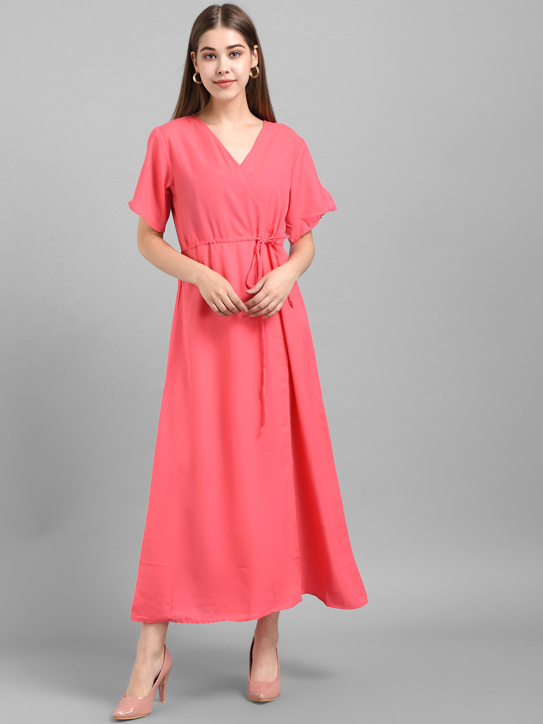

Darzi Pink Crepe Maxi Dress