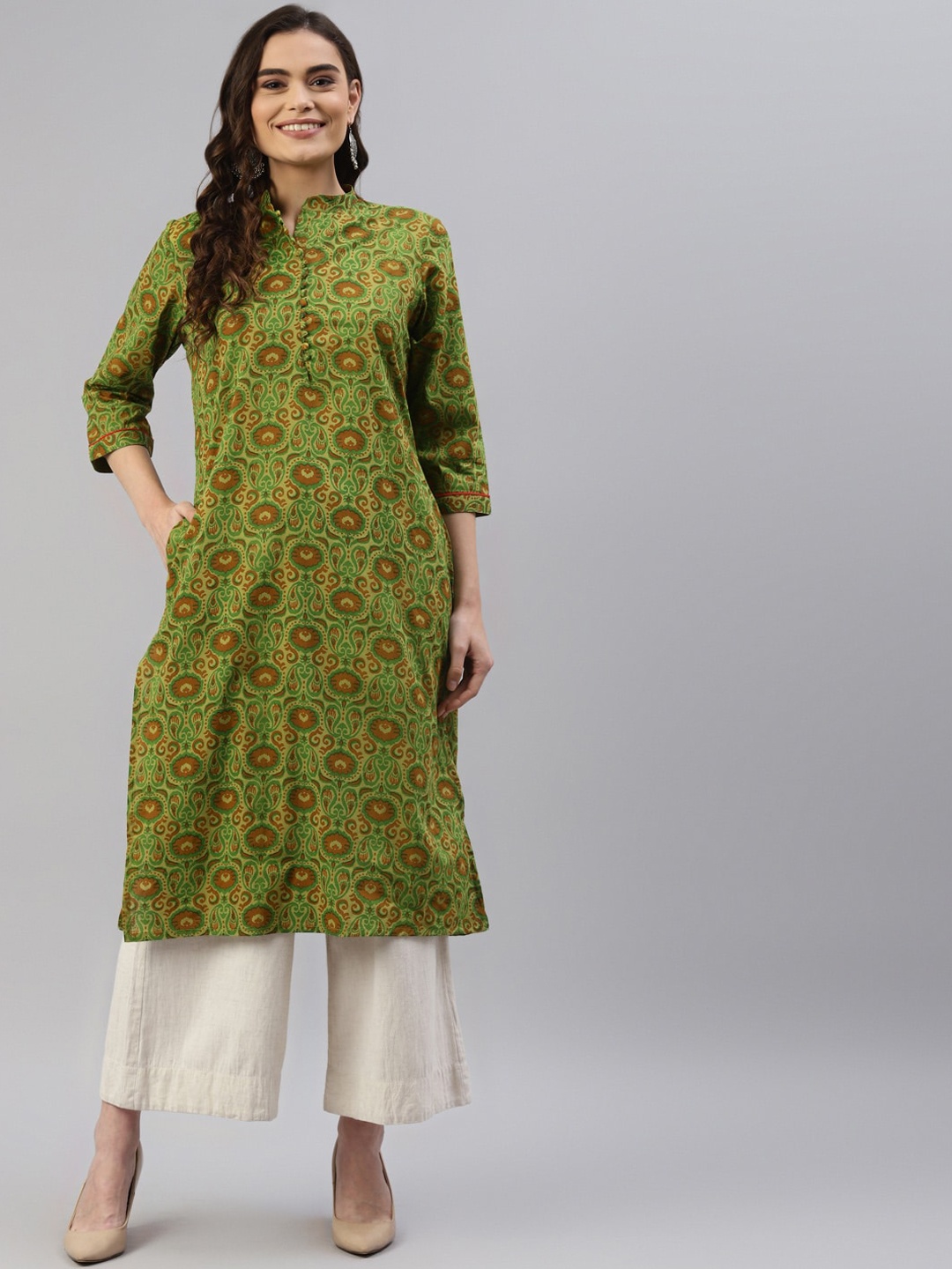 

DESI BEATS Women Green Floral Printed Kurta