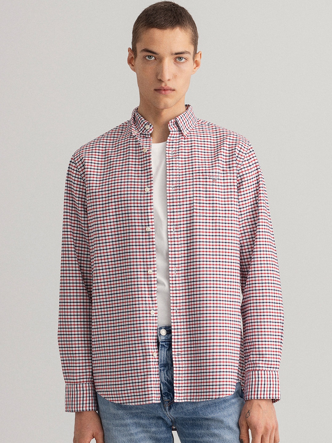 

GANT Men Red Regular Fit Gingham Checked Cotton Casual Shirt