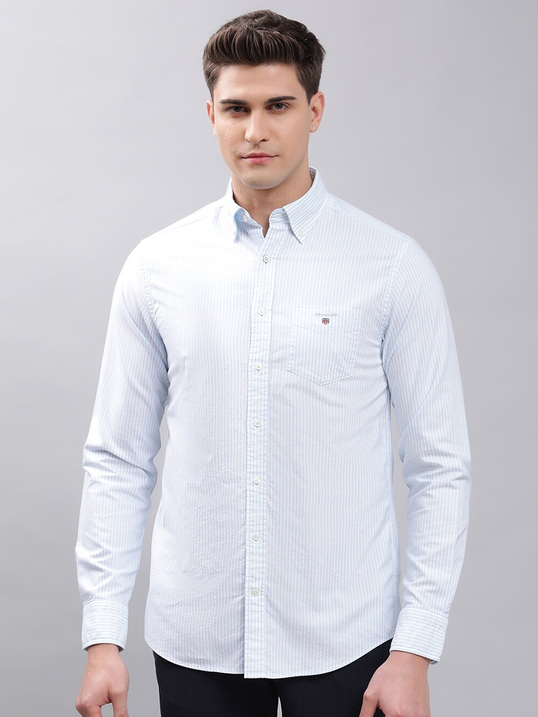 

GANT Men Blue Striped Casual Shirt