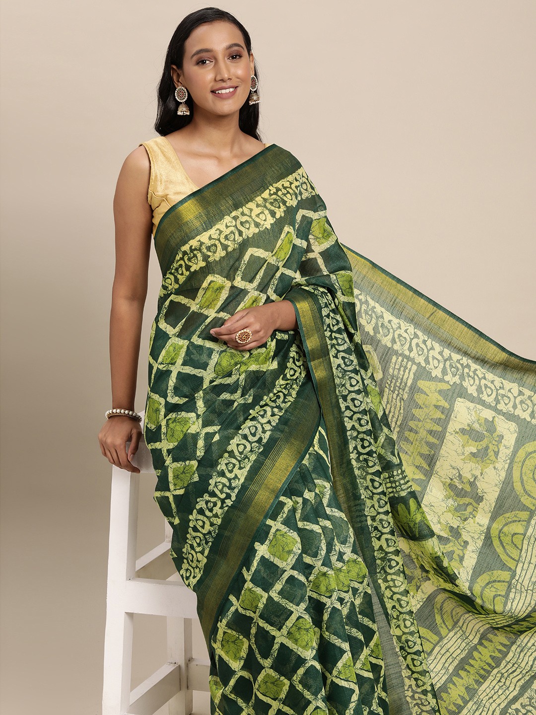 

KALINI Green Printed Saree