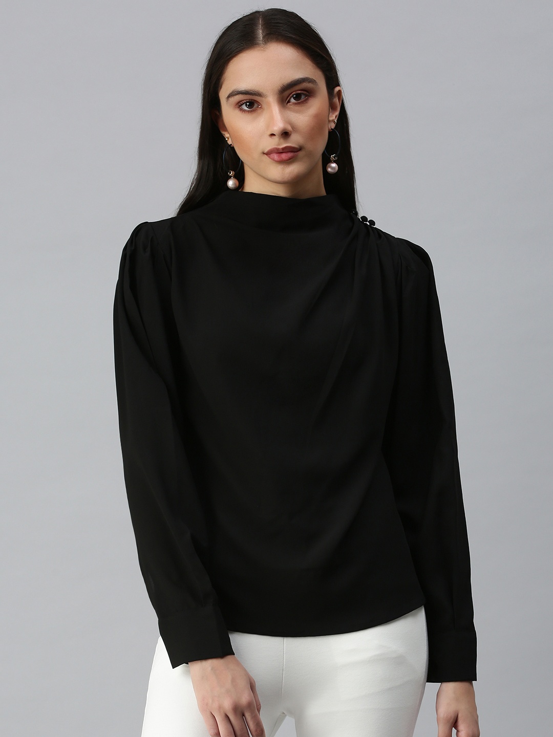 

SHOWOFF Women Black Crepe Top