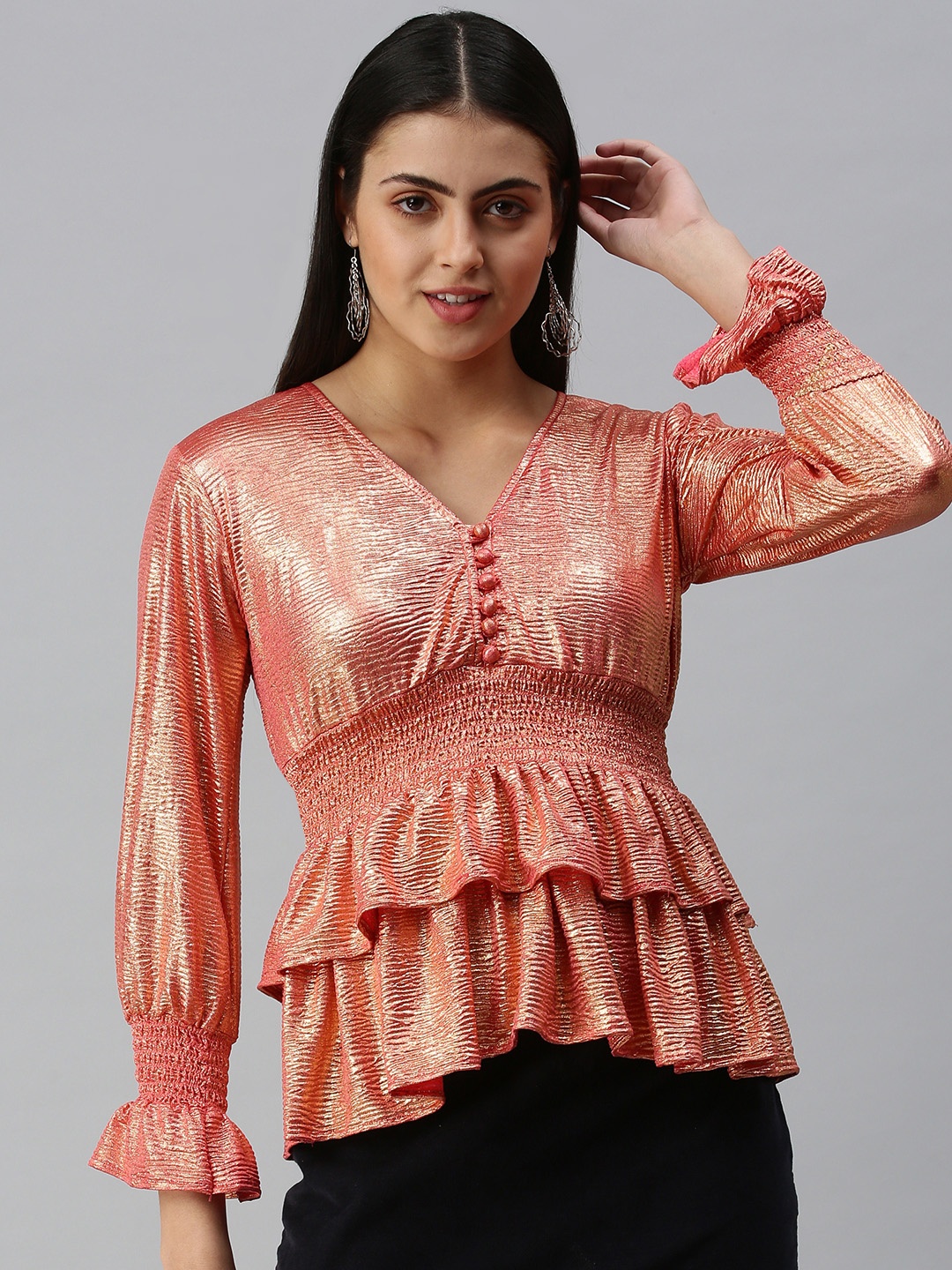 

SHOWOFF Copper-Toned Solid Empire Top