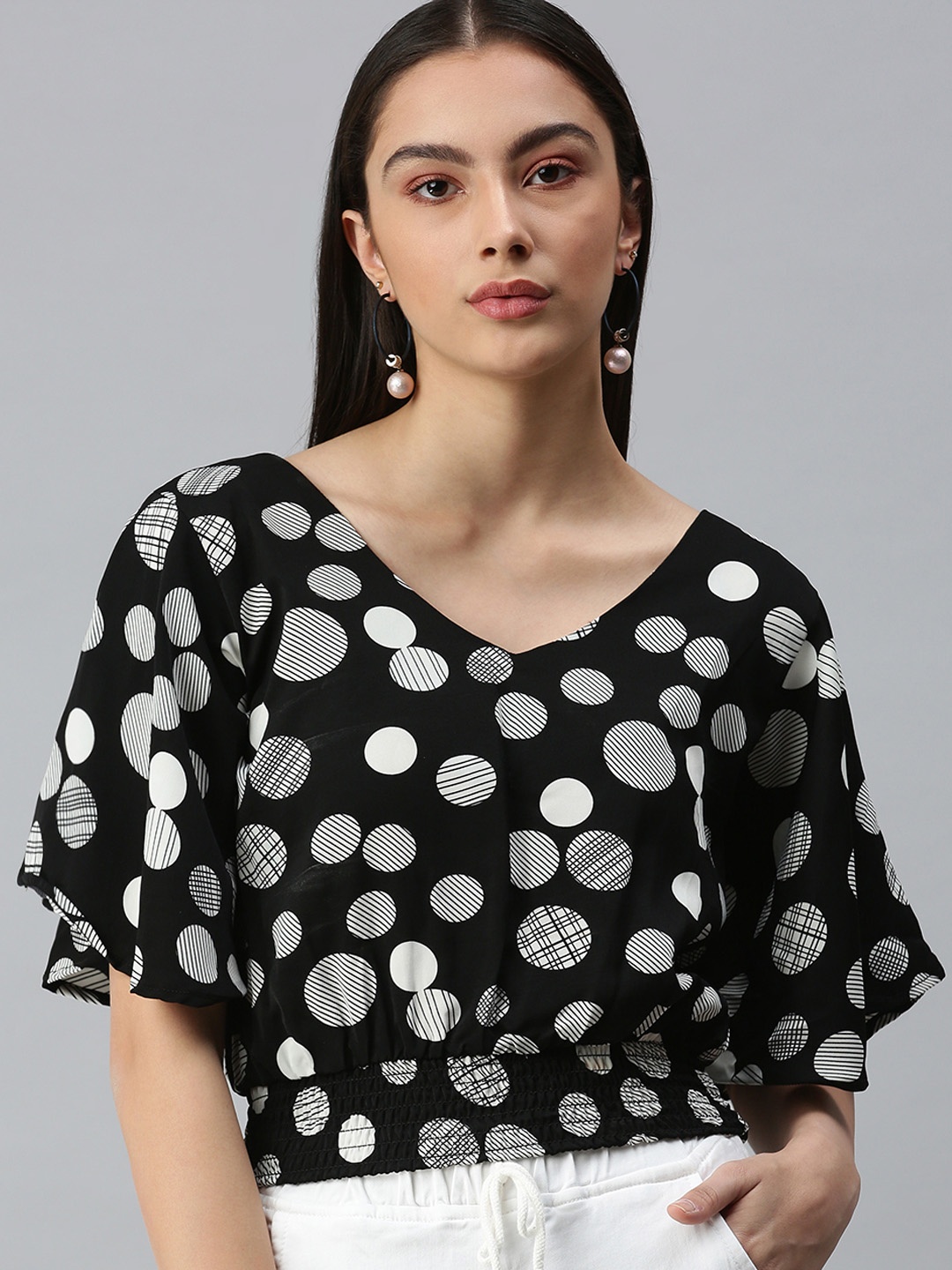 

SHOWOFF Women Black Print Crepe Styled Back Top