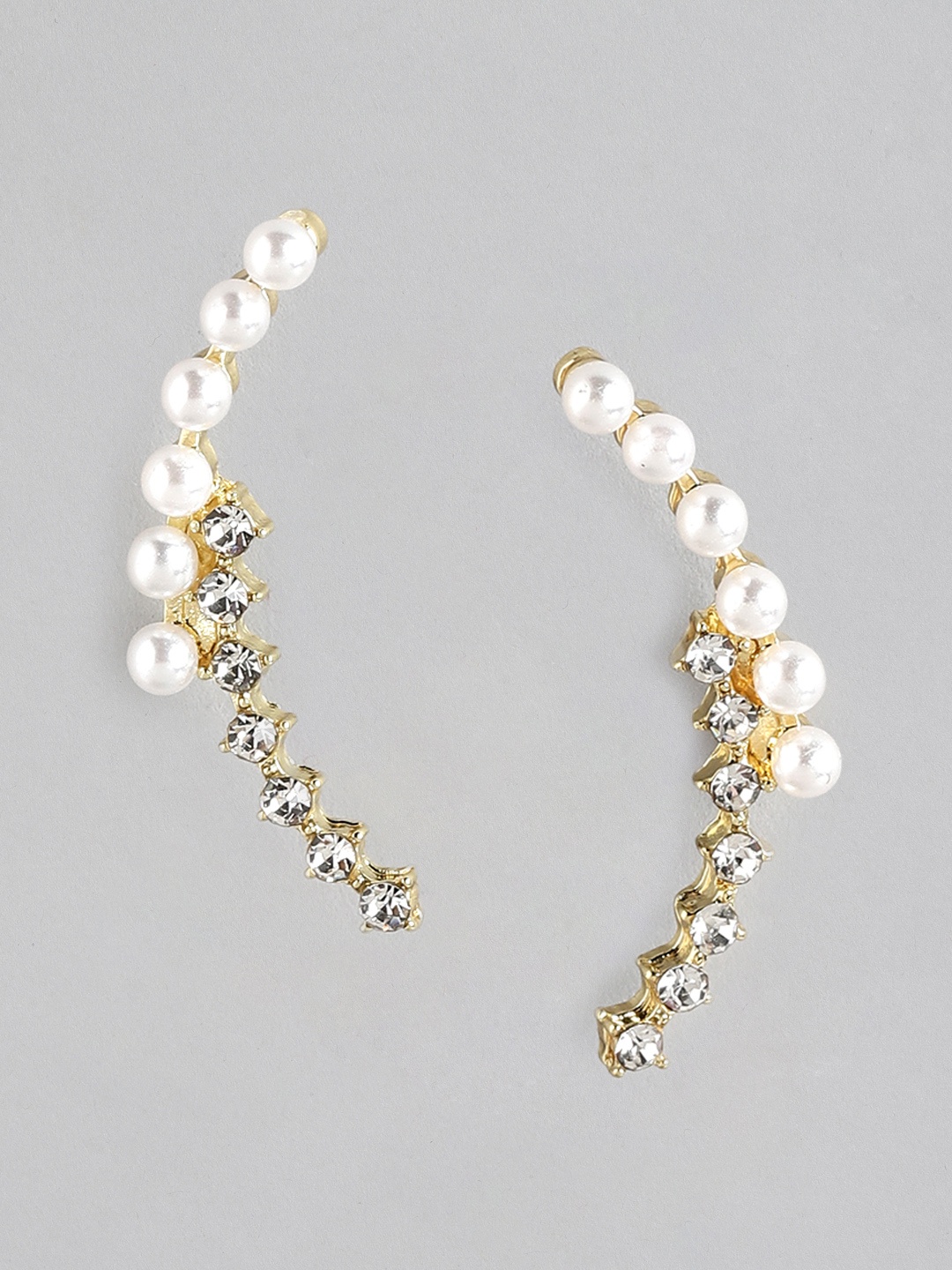 

20Dresses Set of 2 Gold-Toned & White Circular Ear Cuff Earrings