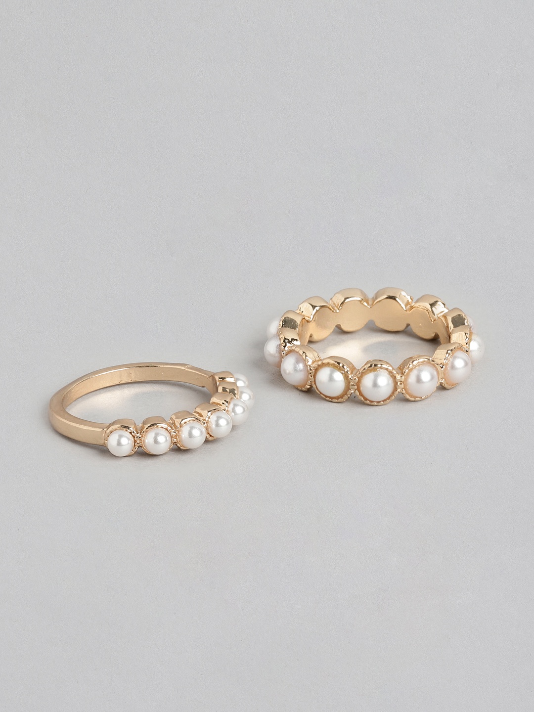 

20Dresses Women Set of 2 Gold-Toned Beaded Rings