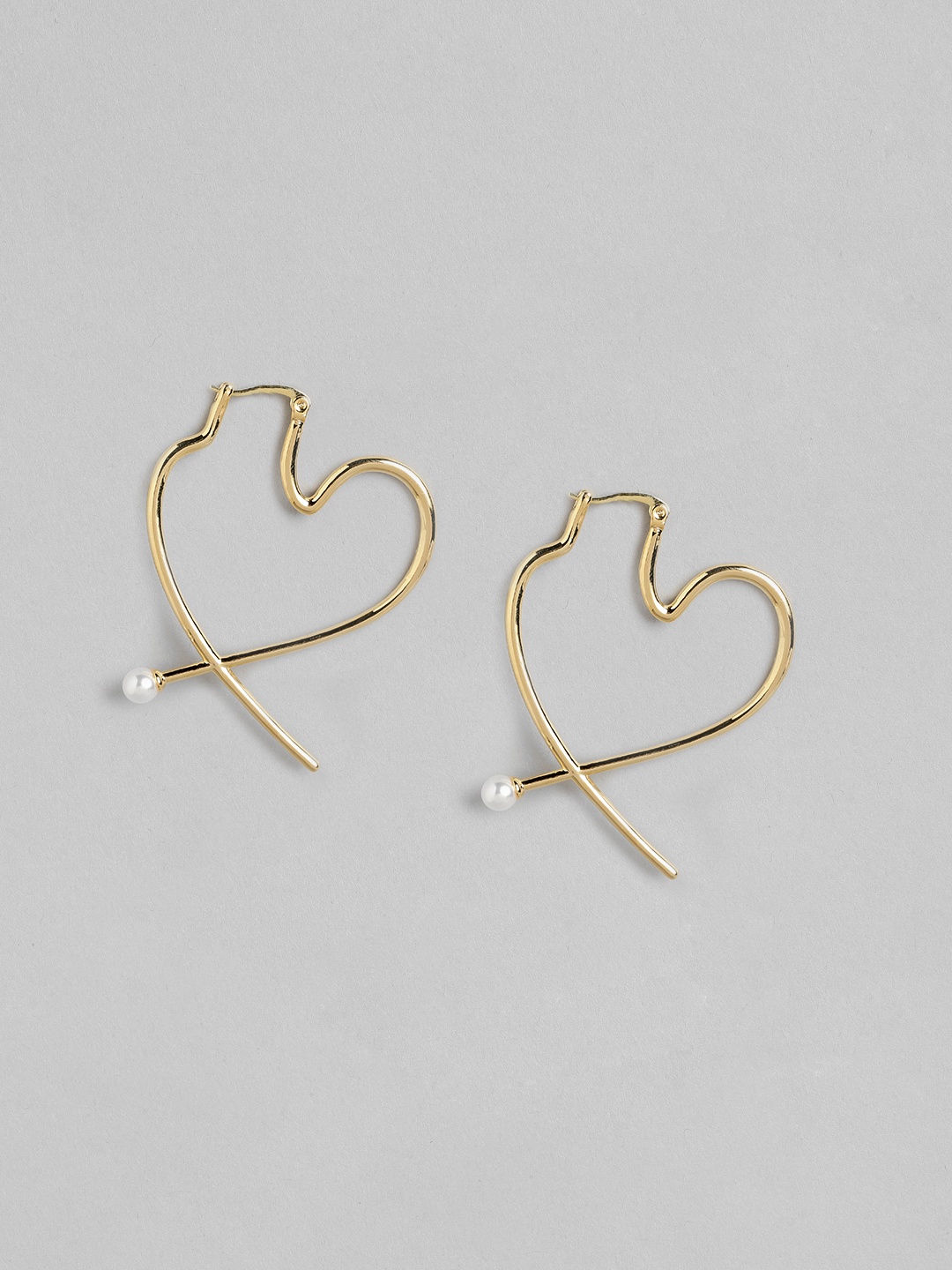 

20Dresses Women Heart-Shaped Hoop Earrings, Gold