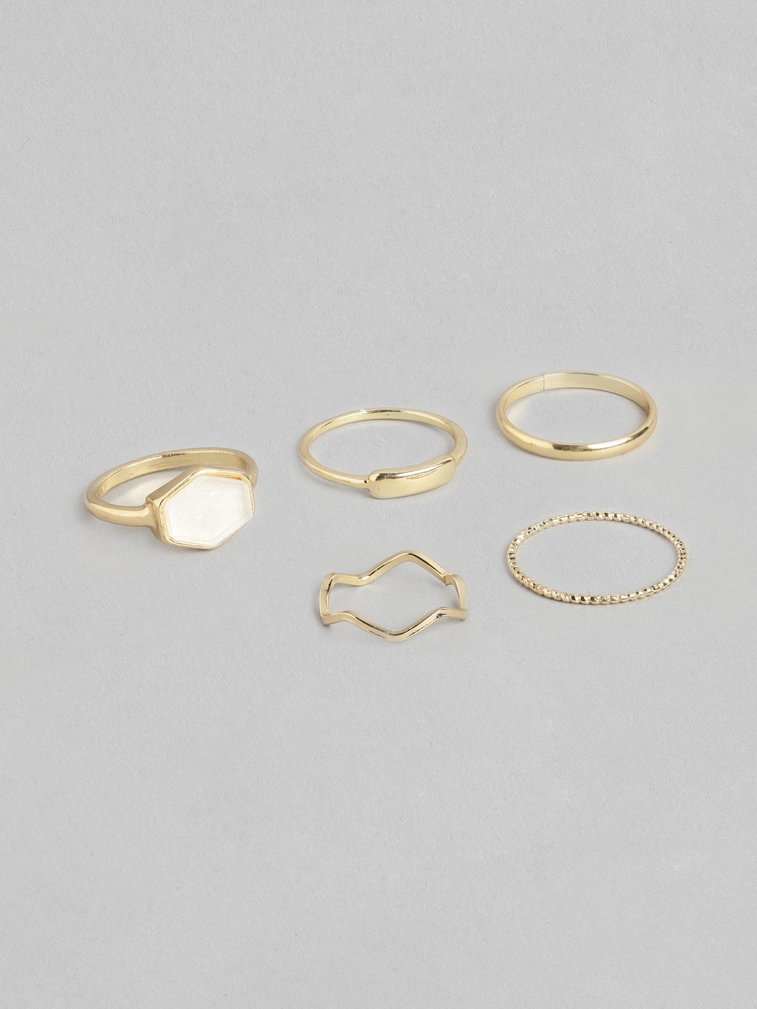 

20Dresses Women Set of 5 Gold-Toned Moonlight Romance Rings