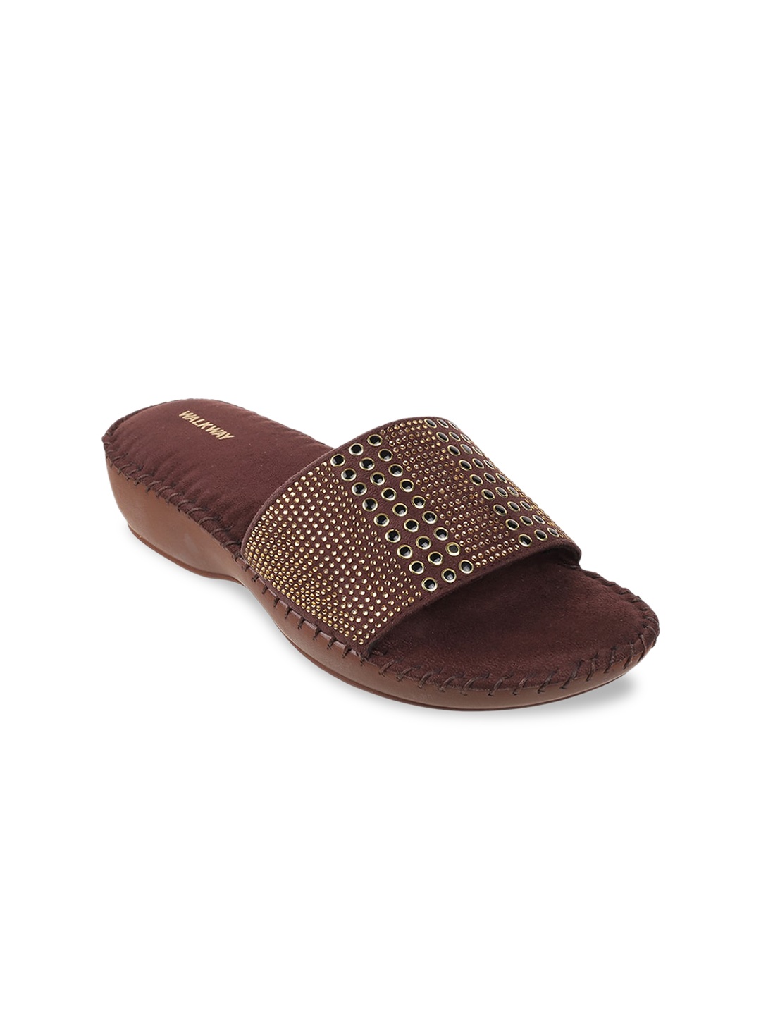 

WALKWAY by Metro Women Brown Embellished Open Toe Flats
