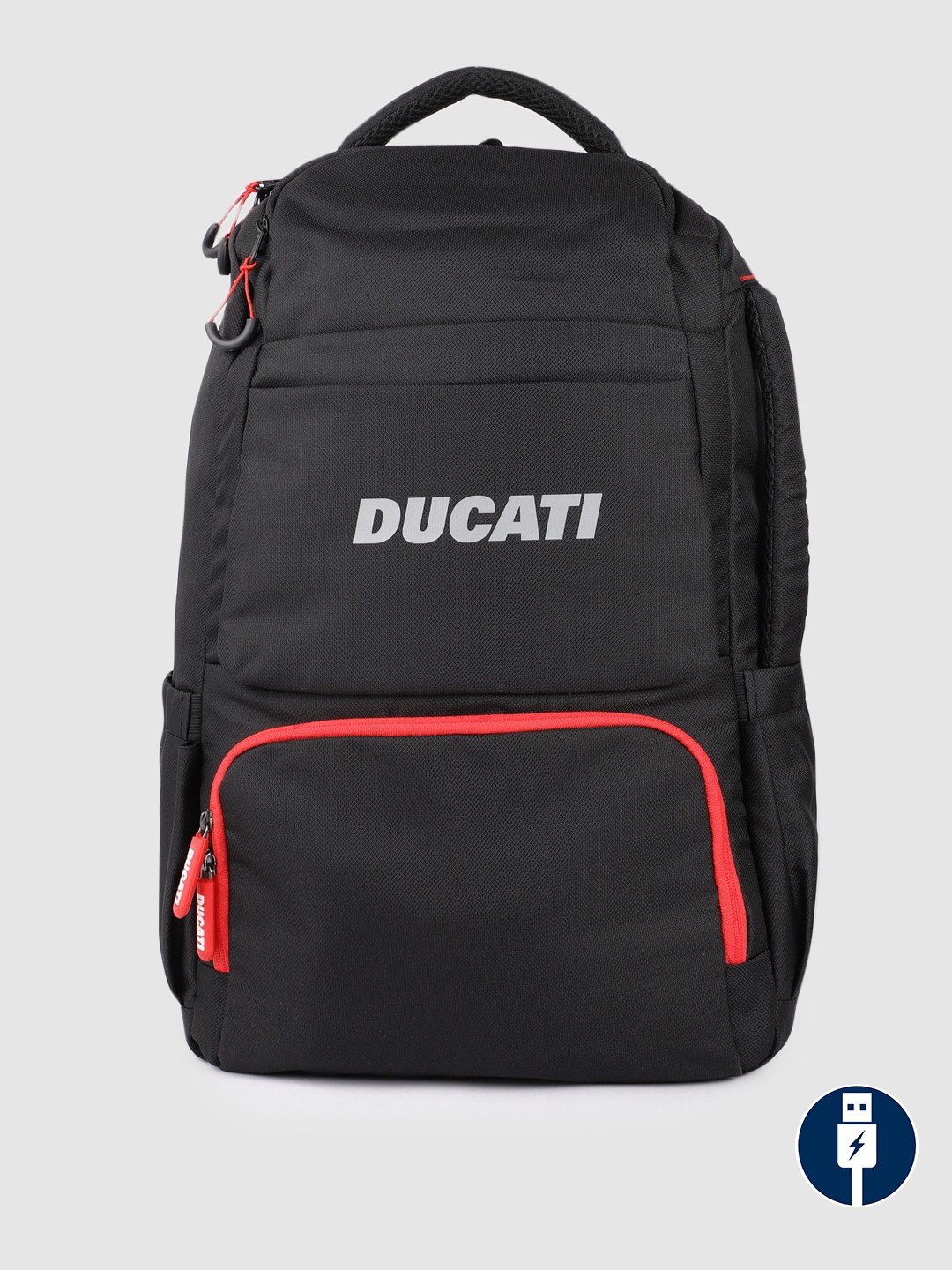 

Ducati Unisex Black Backpack with USB Charging Port