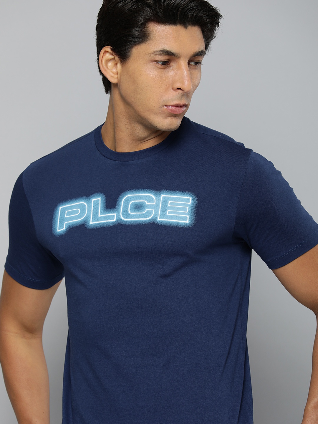 

883 Police Men Navy Blue Typography Printed Pure Cotton T-shirt