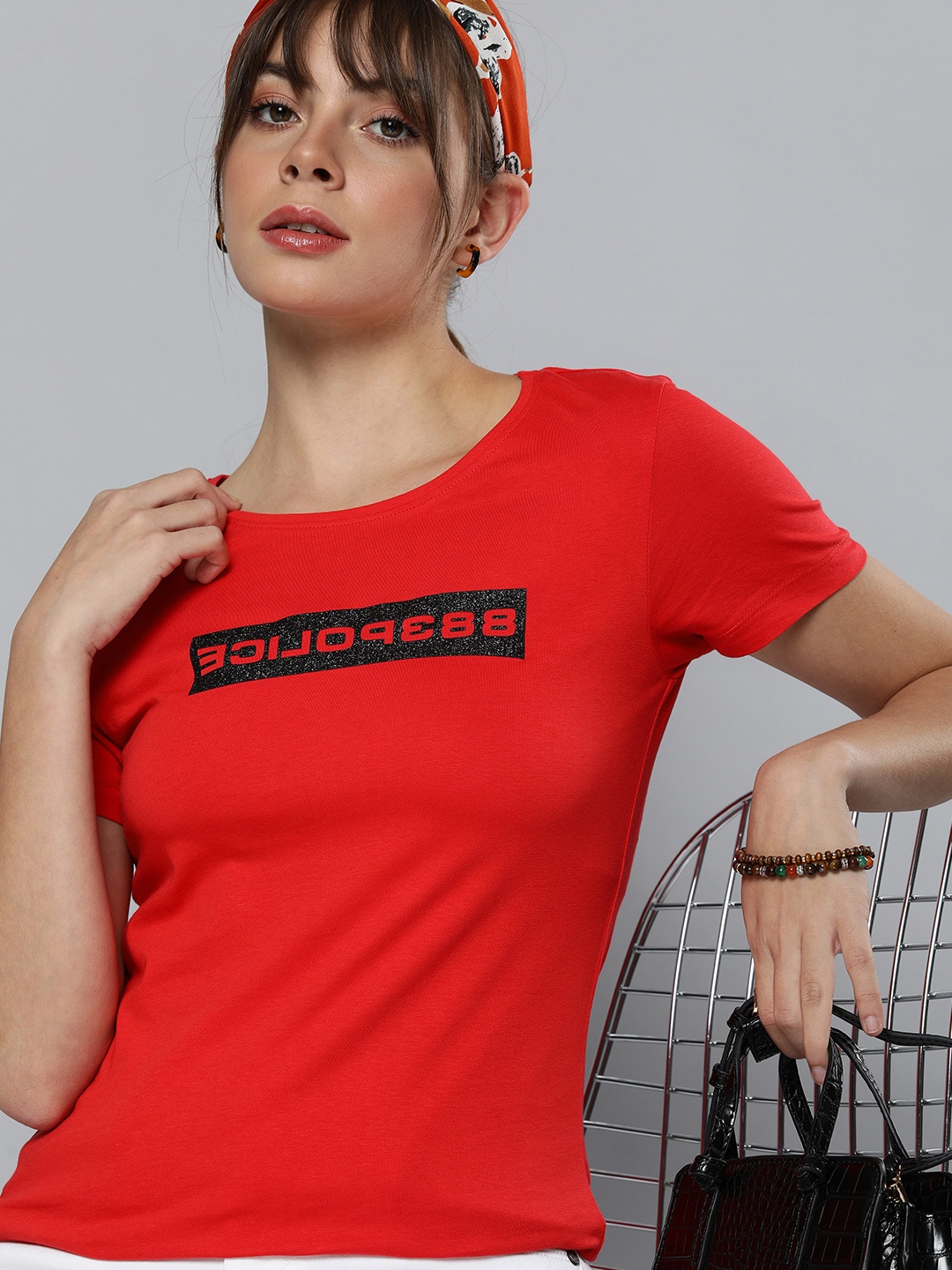 

883 Police Women Red Outdoor Printed Outdoor T-shirt