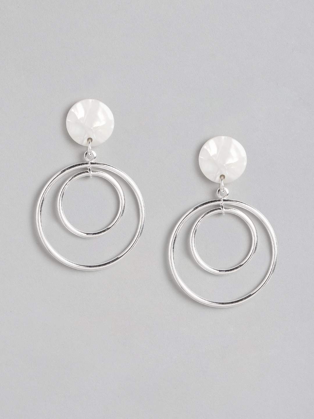 

Forever New Silver-Toned Teardrop Shaped Drop Earrings