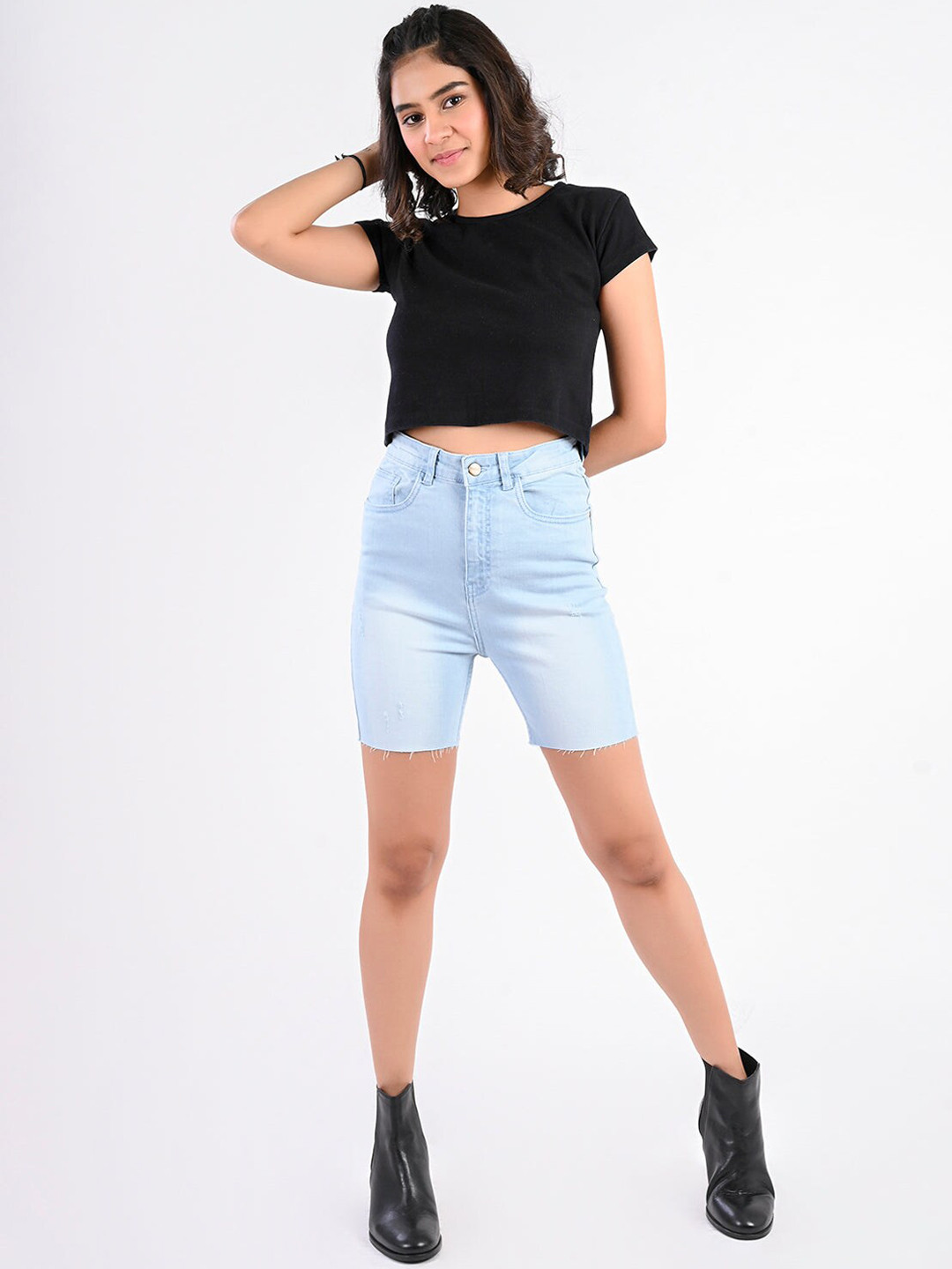 

FREAKINS Women Stunning Blue Solid Shorts