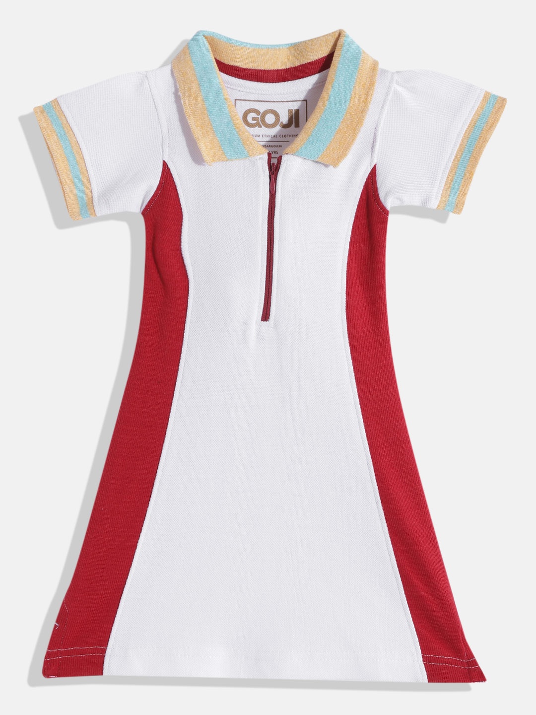 

GOJI White & Red Colourblocked A-Line Dress