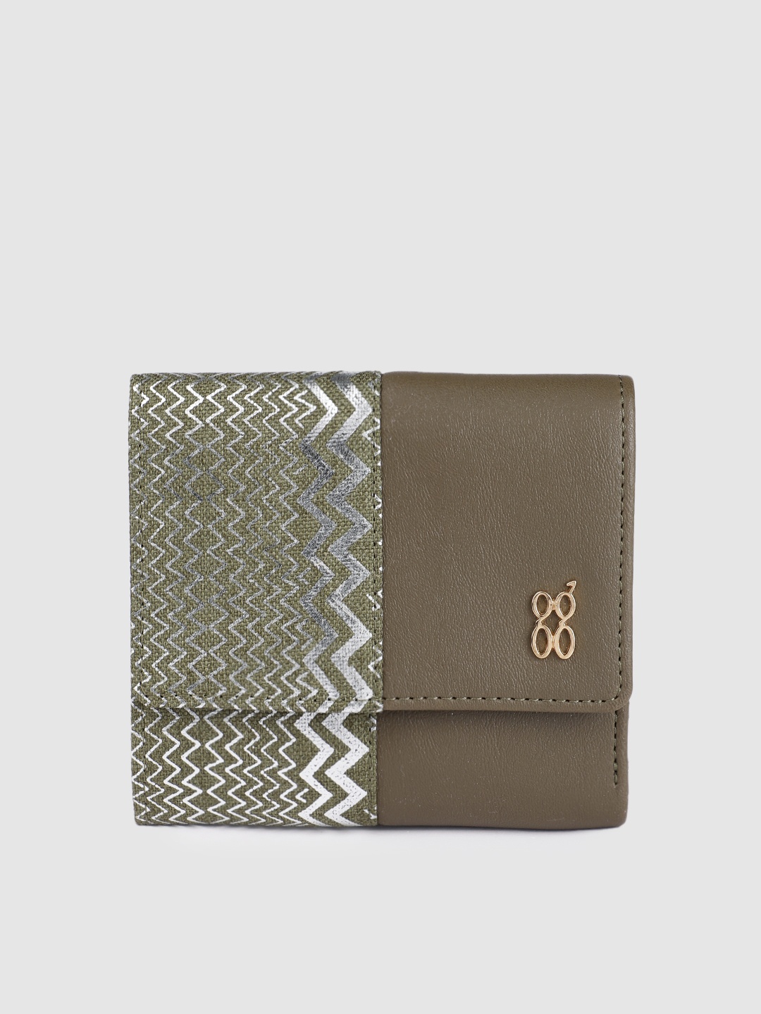 

Baggit Women Green Abstract Three Fold Wallet