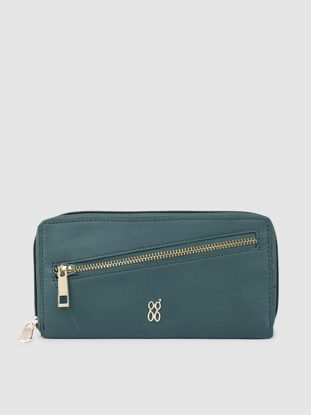 

Baggit Women Green Solid Zip Around Wallet