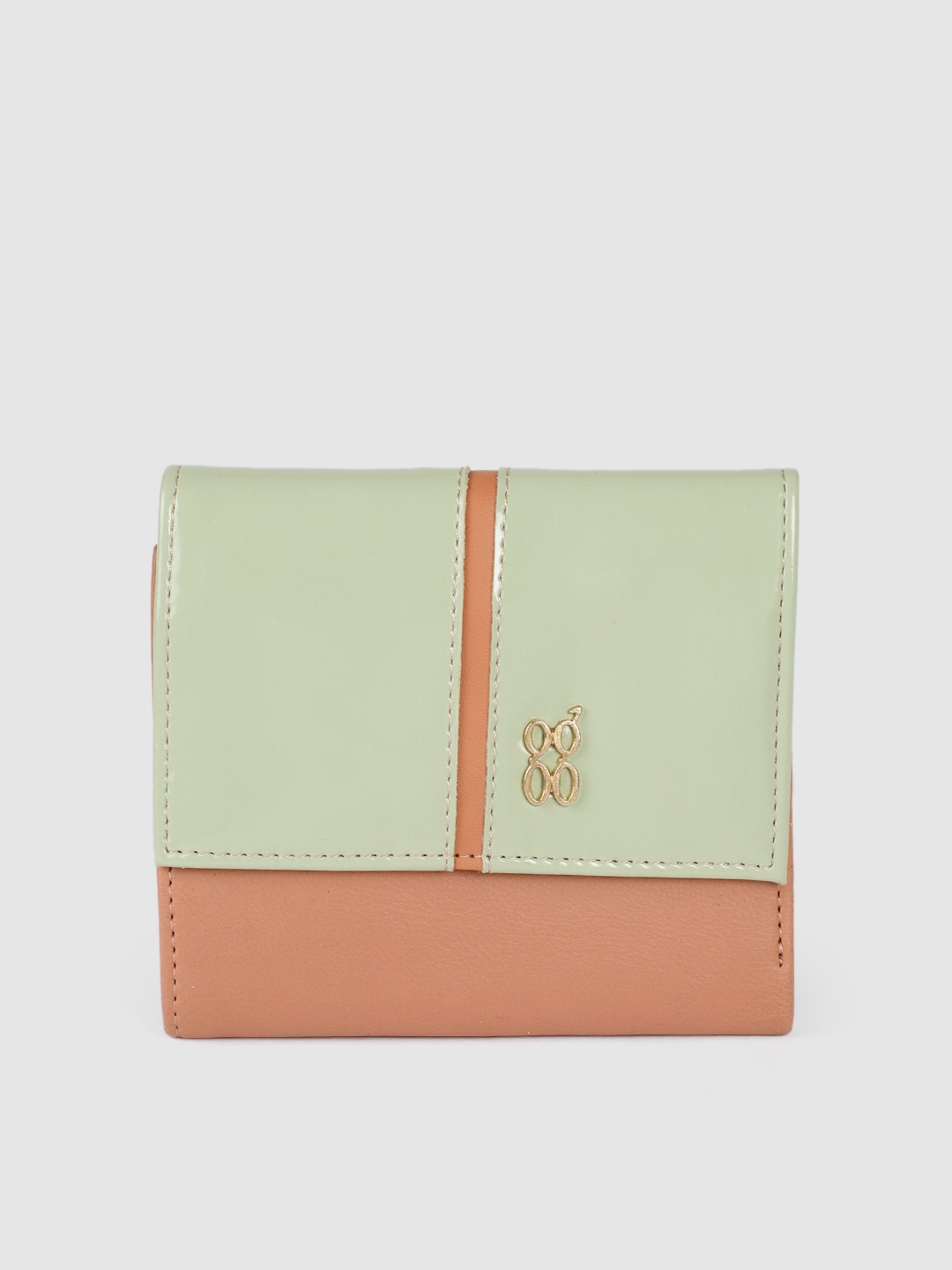 Baggit Women Pink & Sea Green Three Fold Wallet