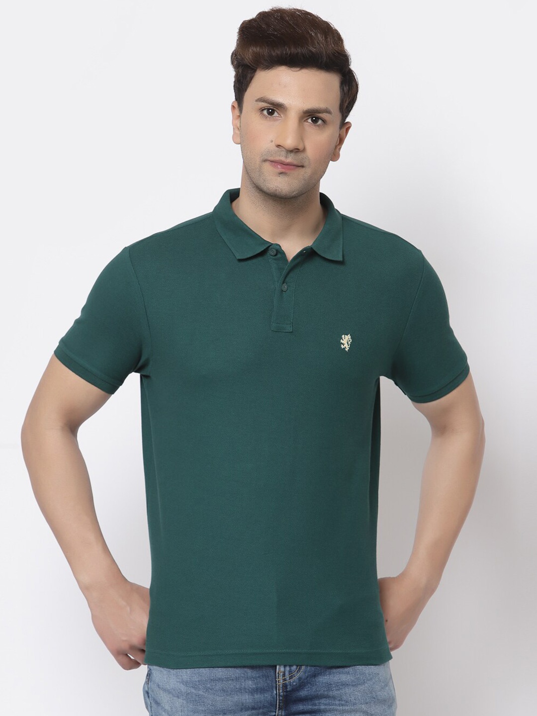 

Red Tape Men Green Polo Collar Pure Cotton T-shirt