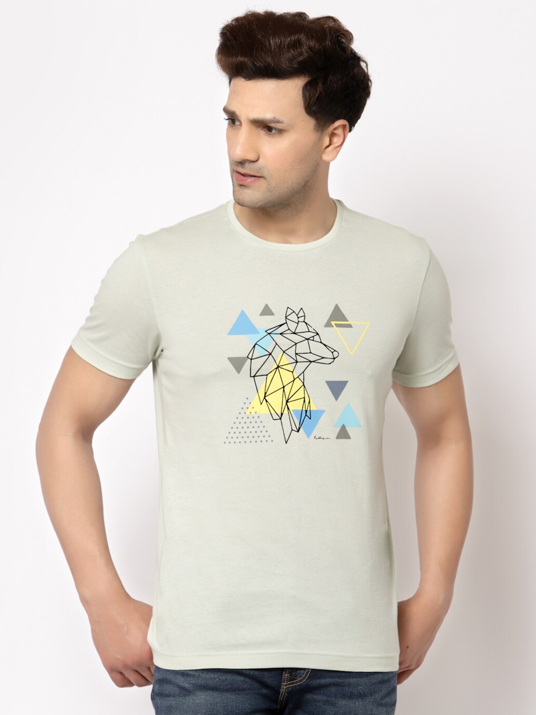 

Red Tape Men Green Printed Cotton T-shirt
