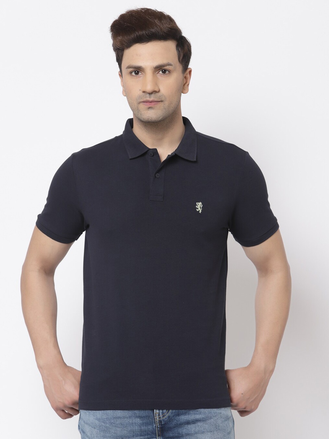 

Red Tape Men Navy Blue Polo Collar Cotton T-shirt
