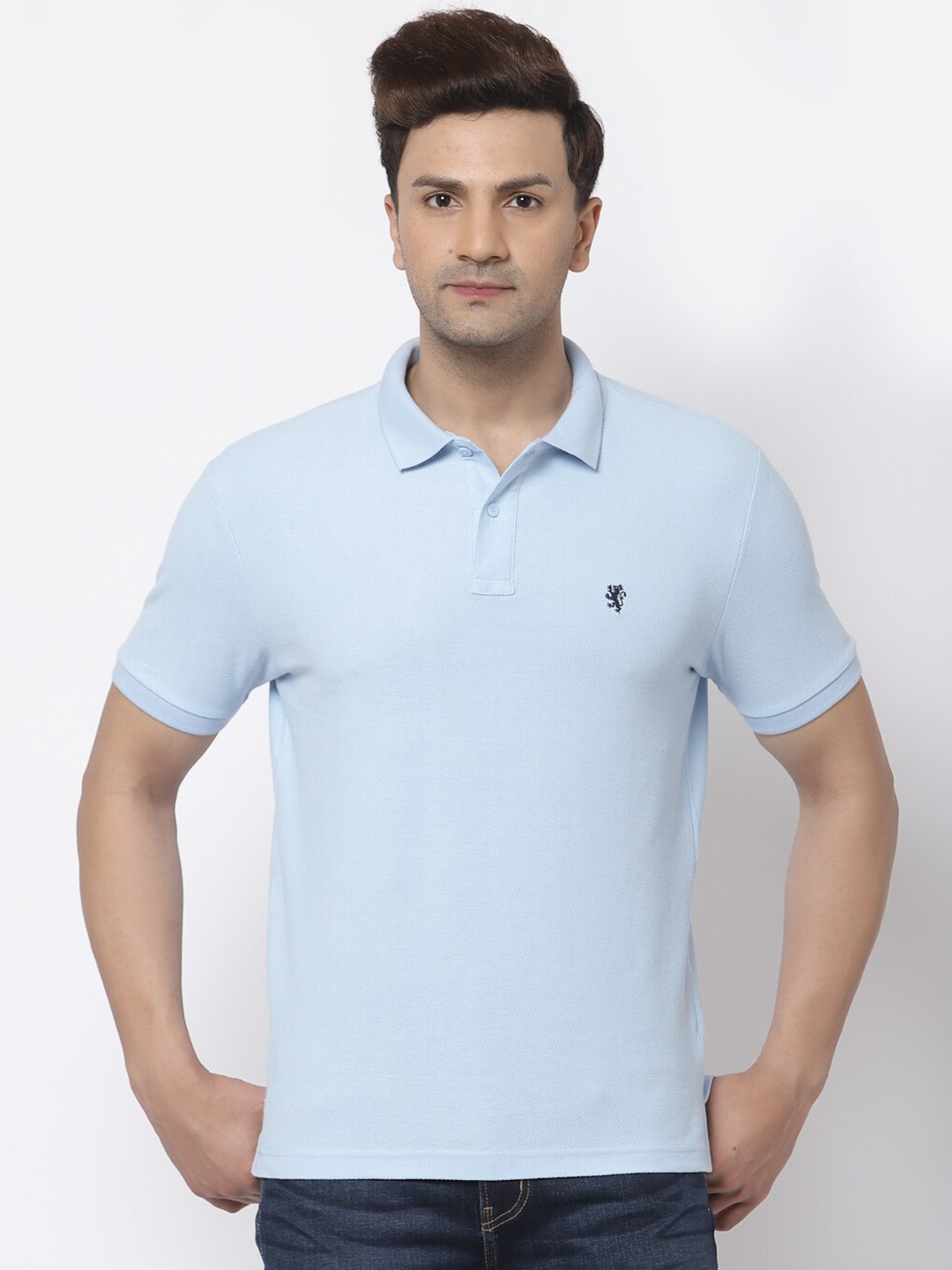 

Red Tape Men Blue Polo Collar Pure Cotton T-shirt