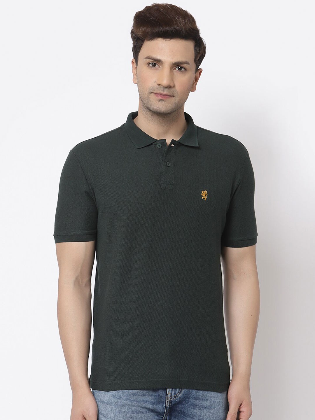 

Red Tape Men Green Polo Collar Cotton T-shirt
