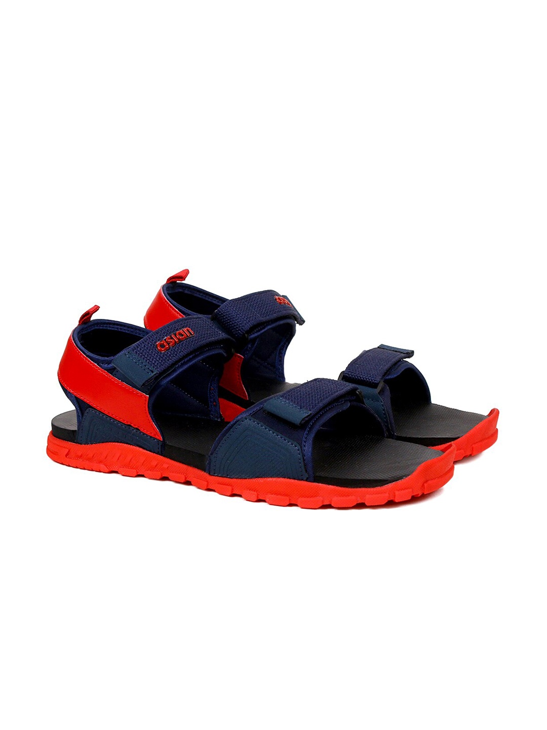 

ASIAN Men Navy Blue & Red Sports Sandals