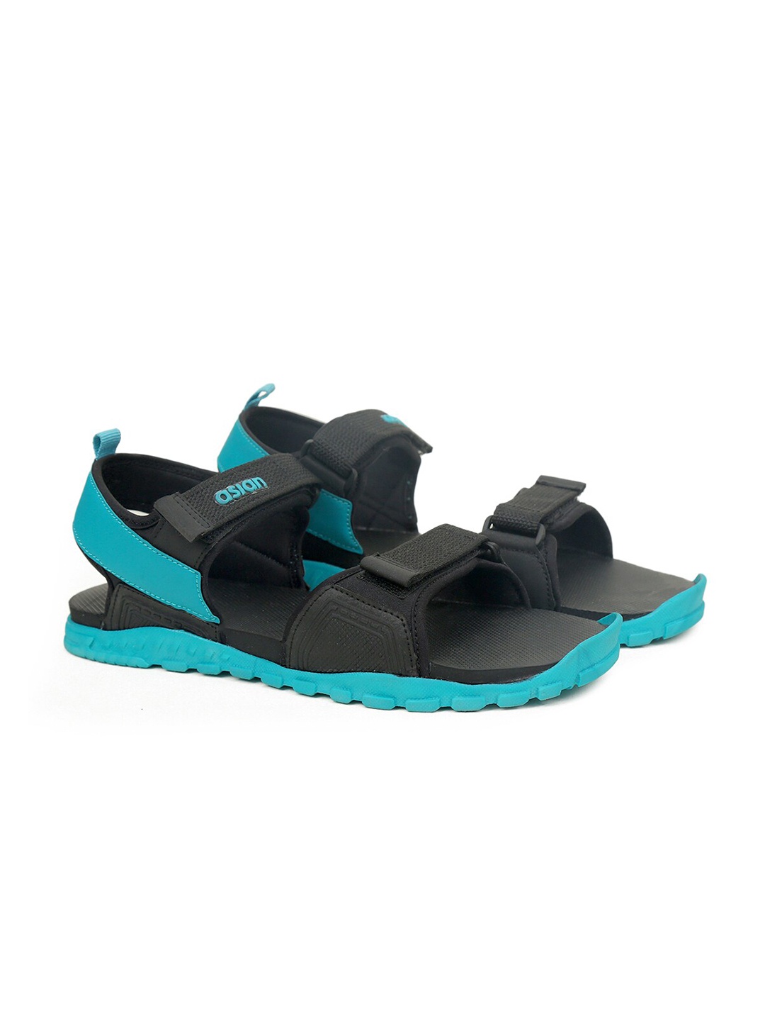 

ASIAN Men Black & Sea Green Solid Infinity-02 Sports Sandals