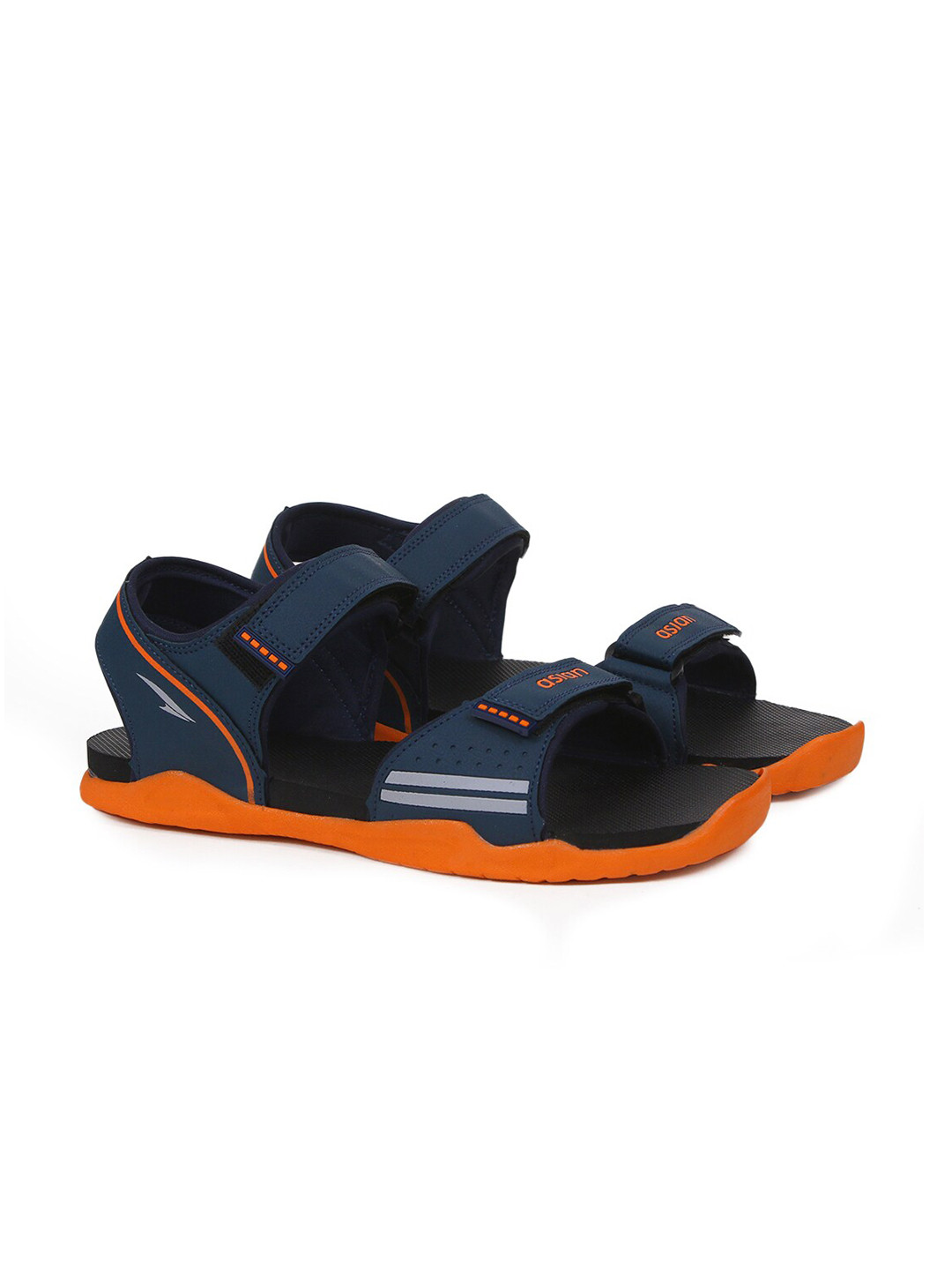 

ASIAN Men Navy Blue & Orange Comfort Sandals