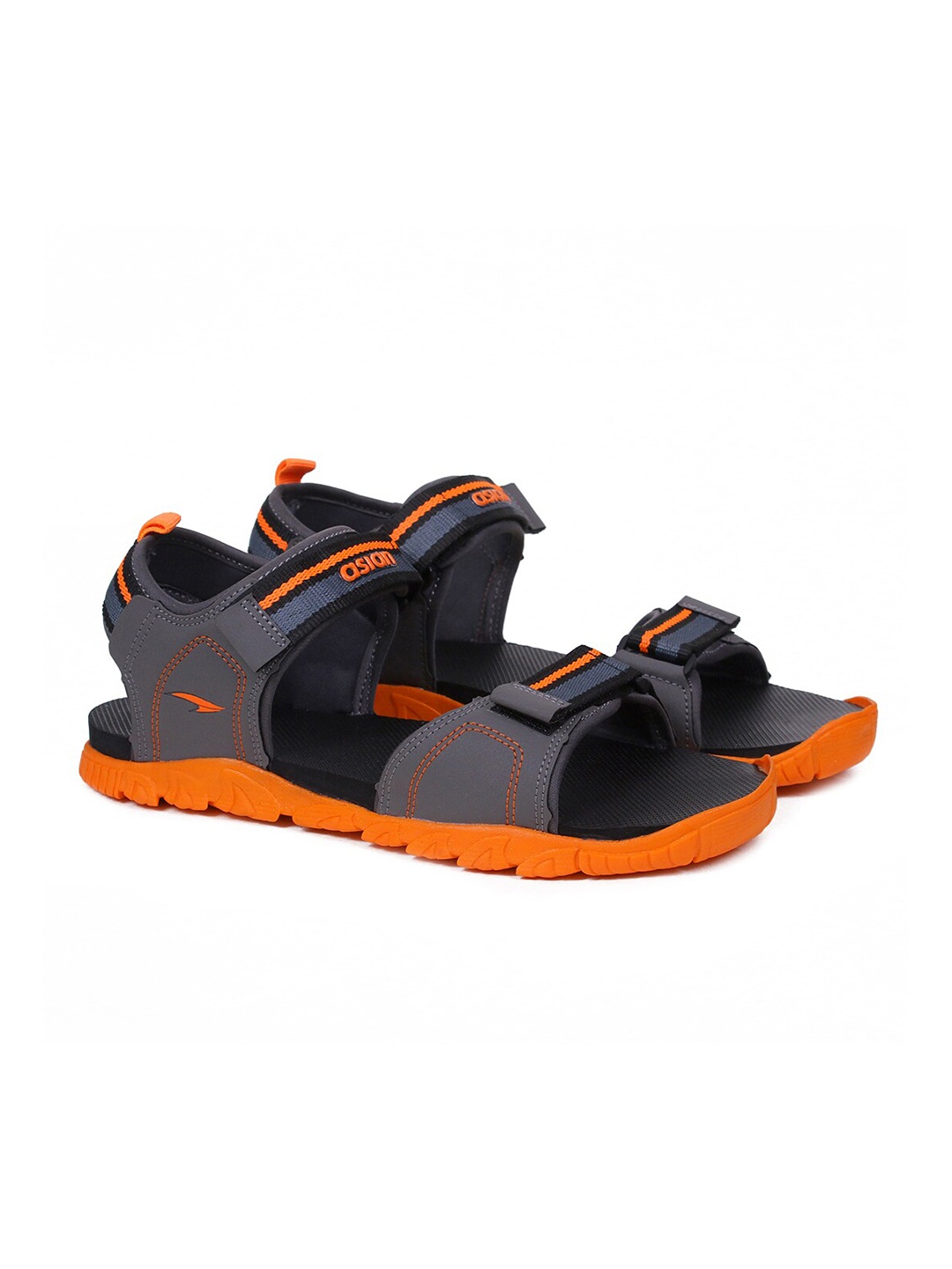 

ASIAN Men Grey & Orange Solid Sports Sandals