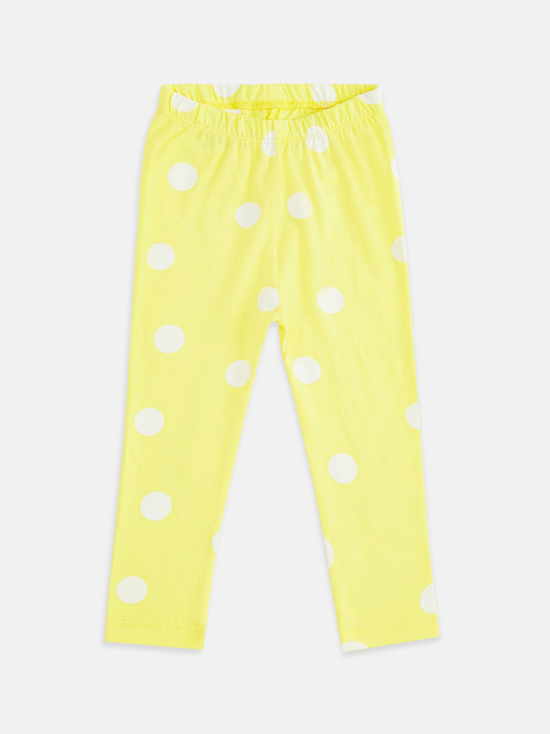 

Pantaloons Baby Girls Yellow & White Polka Dots Printed Leggings