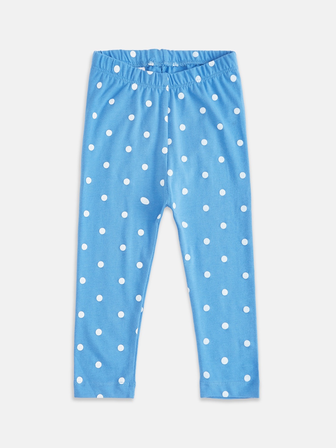 

Pantaloons Baby Girls Blue & White Printed Ankle-Length Leggings