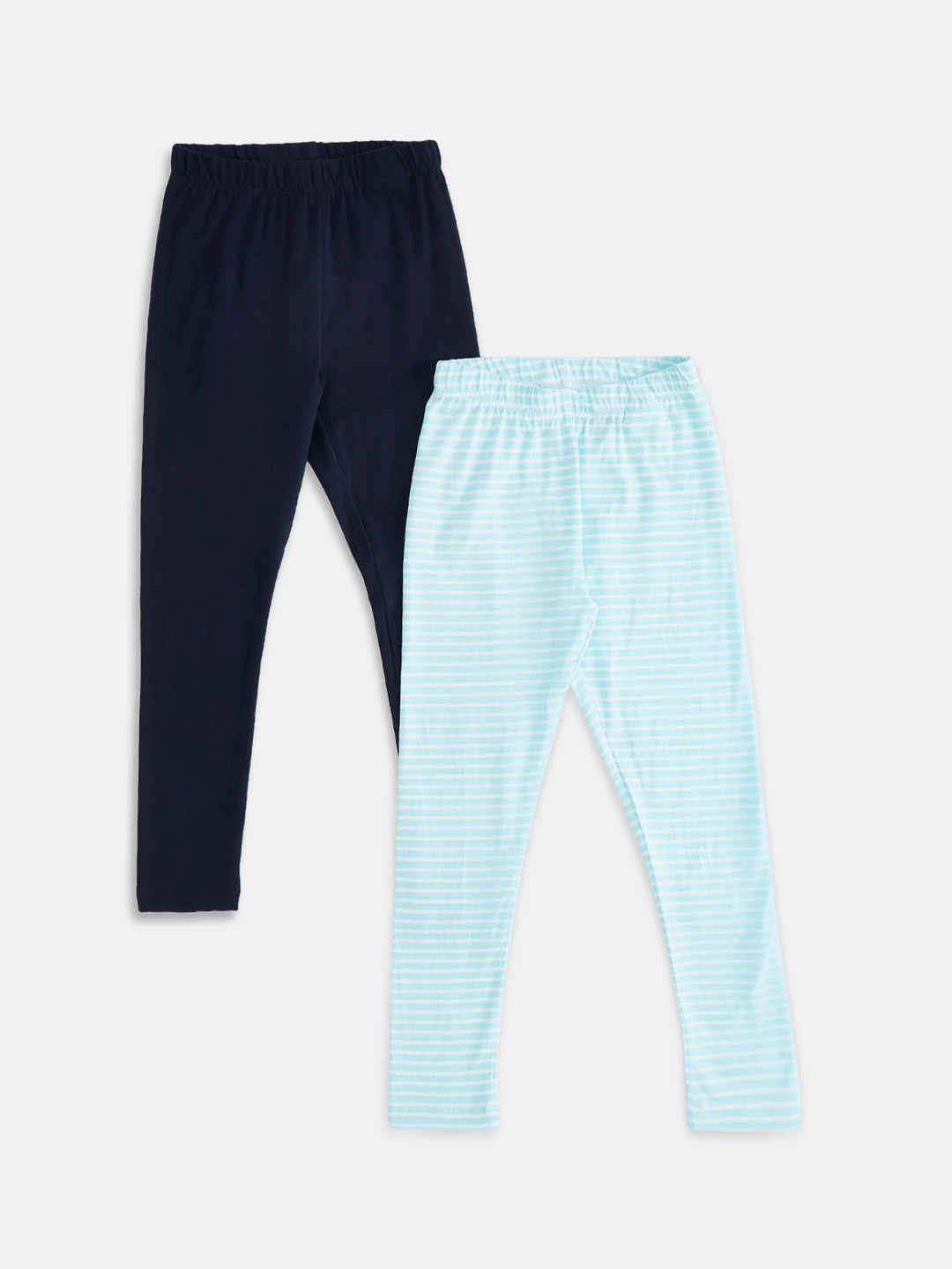 

Pantaloons Junior Girls Pack Of 2 Solid Leggings, Navy blue